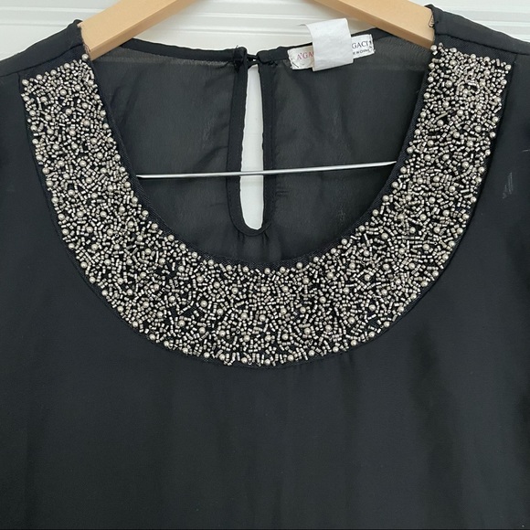Agaçi Black top with embellished collar - Picture 2 of 6